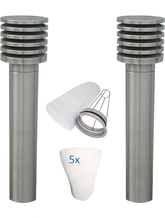 Außenluft und Fortluft Set Ø 250 mm aus Edelstahl für KG-Rohr