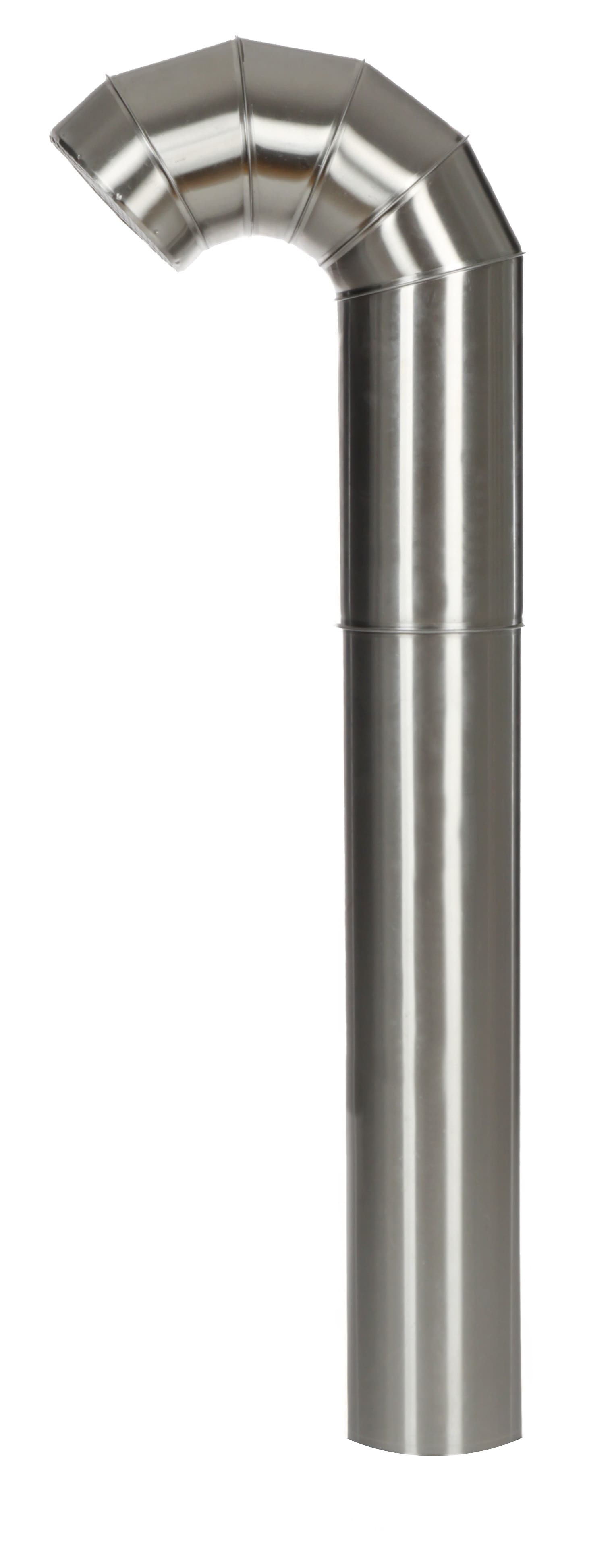 Ausblasbogen ØD=152 mm, V2A, 135°, H=1150mm, passend nur in für KG-Rohr-Muffe DN 150/160