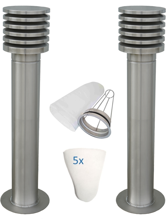 Außenluft und Fortluft Set Ø 150 mm aus Edelstahl für KG-Rohr